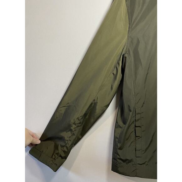 Lucky Brand Jacket Green Lightweight Mid Length Bomber Style Full Zip Hood *FLAW - Picture 2 of 12